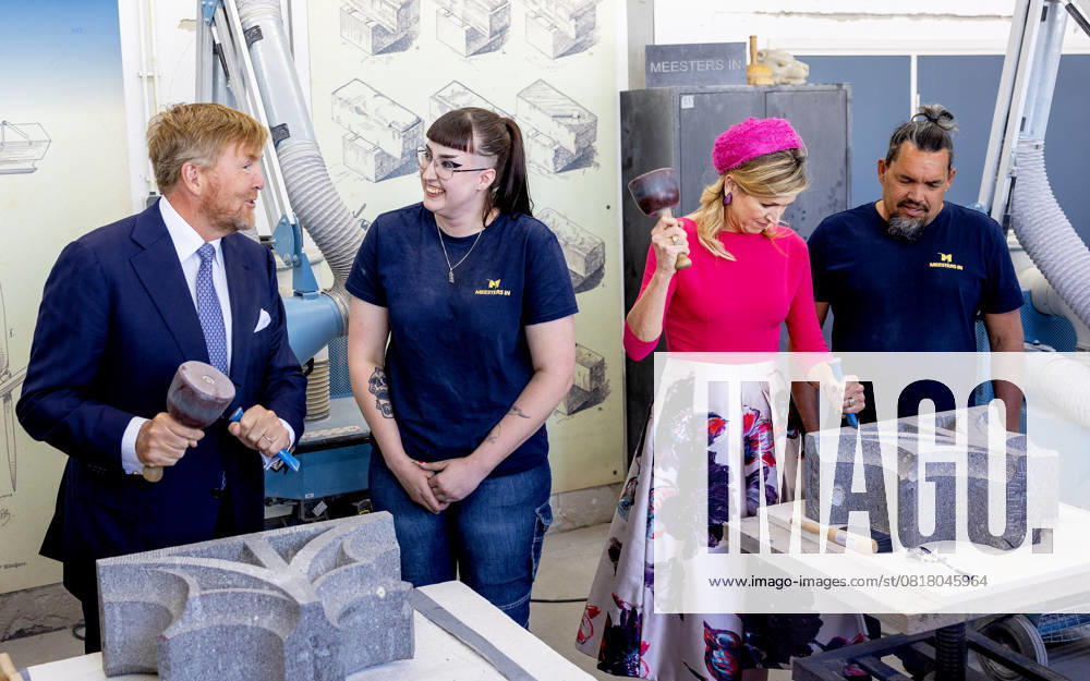 Utrecht Queen Maxima and King Willem-Alexander visit the restoration construction company Koninklijke Woudenberg at Montfoort, Lopik, Viane, Lopikerwaard and Vijfheerenlanden in Utrecht. Â