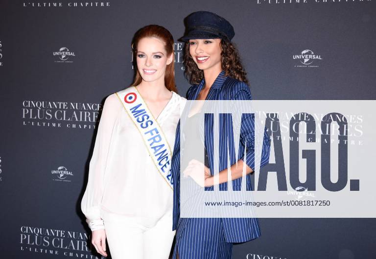 Fifty Shades of Grey 3 Premiere in Paris Maeva Coucke ( miss France 2018 ) et Flora Coquerel ( Miss France 2014 ) lors du photocall pour l avant premiere du film 50 NUANCES PLUS CLAIRES a Paris CELEBRITES : Avant premiere du film 50 NUANCES PLUS CLAIRES - Paris - 06 02 2018 FedericoPestellini Panoramic