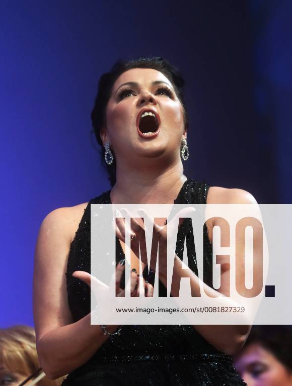 Russian soprano Anna Netrebko performs in a concert accompanied by the Russian National Philharmonic Orchestra and conductor Vladimir Spivakov at Tchaikovsky Concert Hall in Moscow. Vyacheslav Prokofyev TASS TS072B14