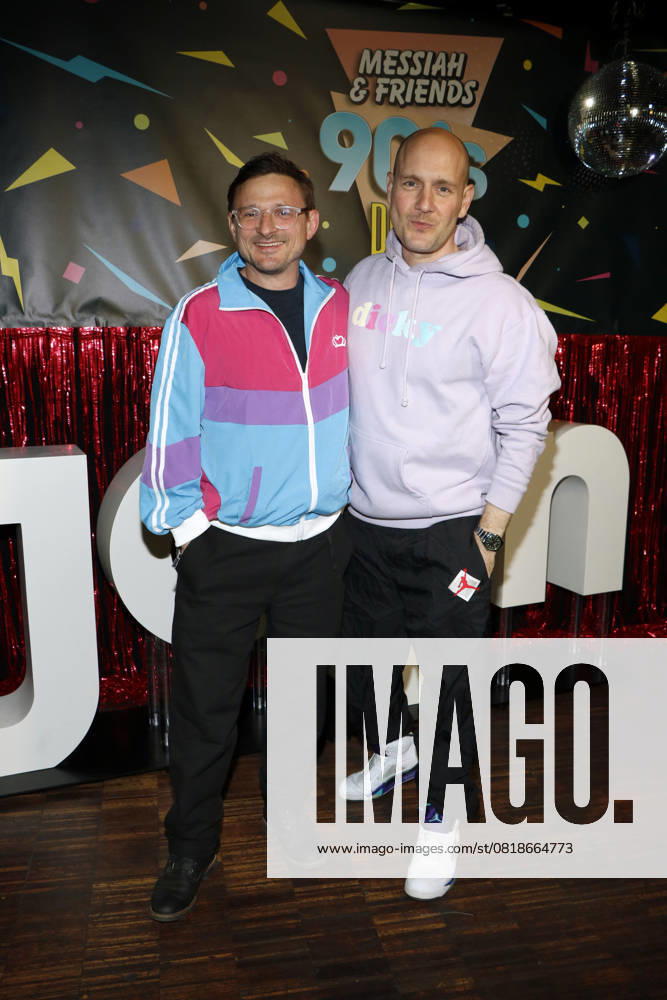 Flöorian Lukas and Oli P Oli Petszokat at the photocall for the premiere of the first season of the JOYN series Messiah Superstar at Bi Nuu Berlin on May 15, 2025