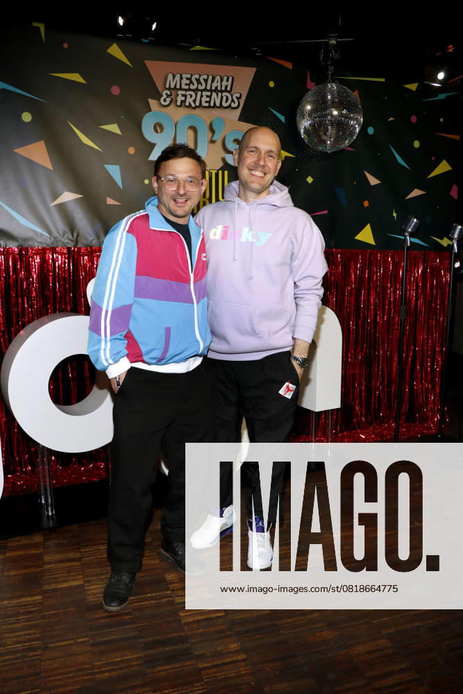 Flöorian Lukas and Oli P Oli Petszokat at the photocall for the premiere of the first season of the JOYN series Messiah Superstar at Bi Nuu Berlin on May 15, 2025