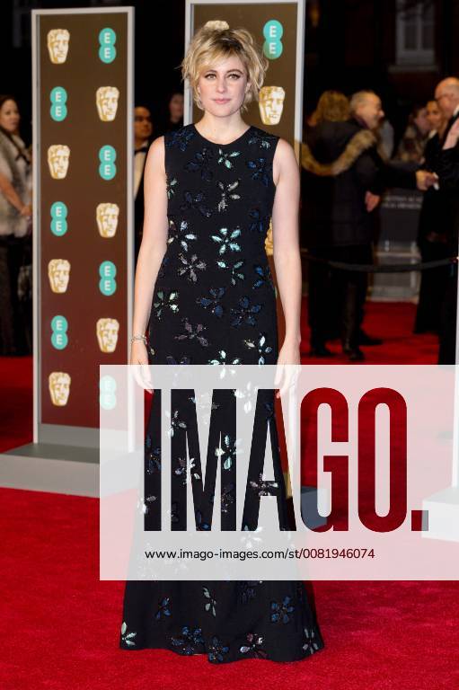 London, London, UK - GRETA GERWIG arrives on the red carpet for the EE British Academy Film Awards 2018, held at the Royal Albert Hall, London, UK. London UK - ZUMAl94_ 20180218_zaf_l94_054