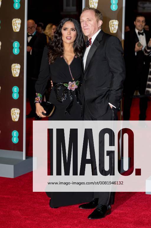 London, London, UK - SALMA HAYEK and FRANCOIS-HENRI PINAULT arrives on the red carpet for the EE British Academy Film Awards 2018, held at the Royal Albert Hall, London, UK. London UK - ZUMAl94_ 20180218_zaf_l94_057