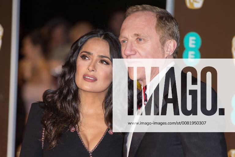 Salma Hayek and her husband Francois Henri Pinault on arrival to the ceremony of the British Academy Film Awards on 18 02 2018 in London 71st annual EE British Academy Film Awards-BAFTAs in London 2018