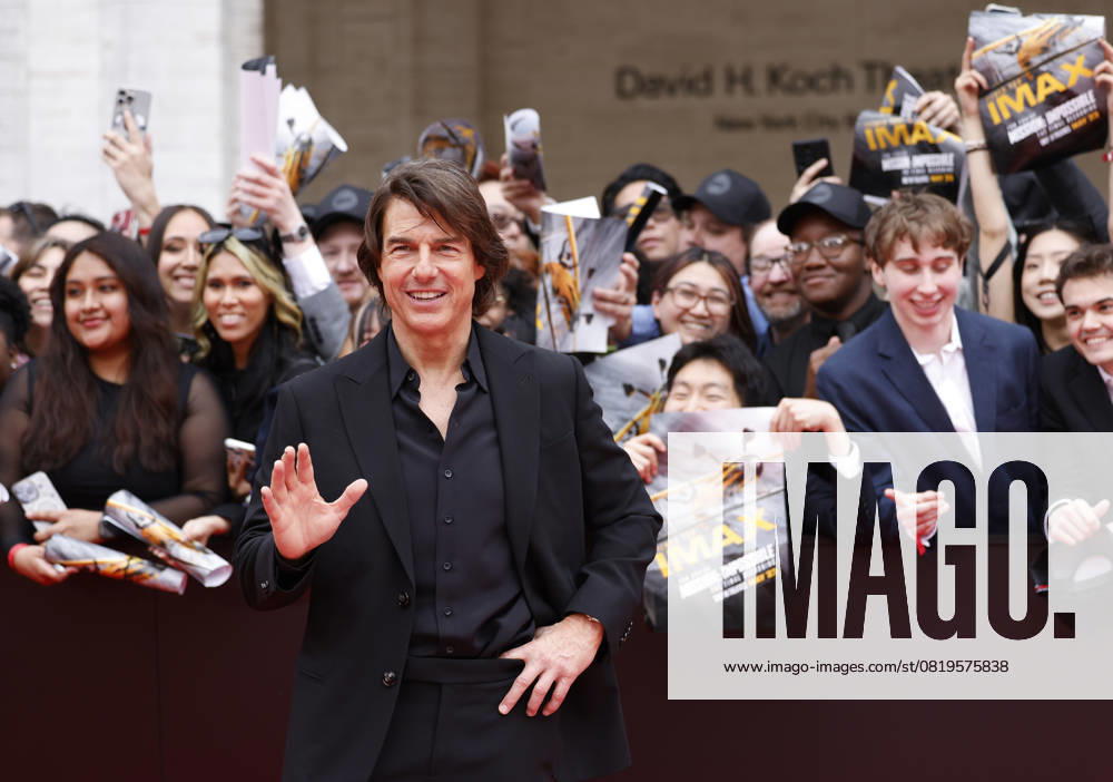 Tom Cruise greets fans when he arrives on the red carpet at the Mission: Impossible The Final Reckoning New York Premiere at Lincoln Center on Sunday, May 18, 2025 in New York City. NYP20250518105 JOHNxANGELILLO