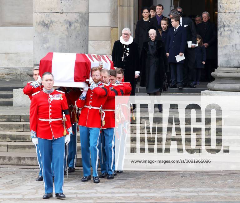 Denmark Funeral of Prince Henrik at Christiansborg palace church in Copenhagen. Queen Margrethe Princess Mary and Prince Frederik and Prince Christian and Princess Isabella and Prince Vincent and Princess Josephine.