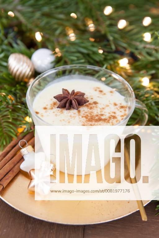 Cup eggnog with cinnamon and anise Christmas homemade egg nog 1079704655