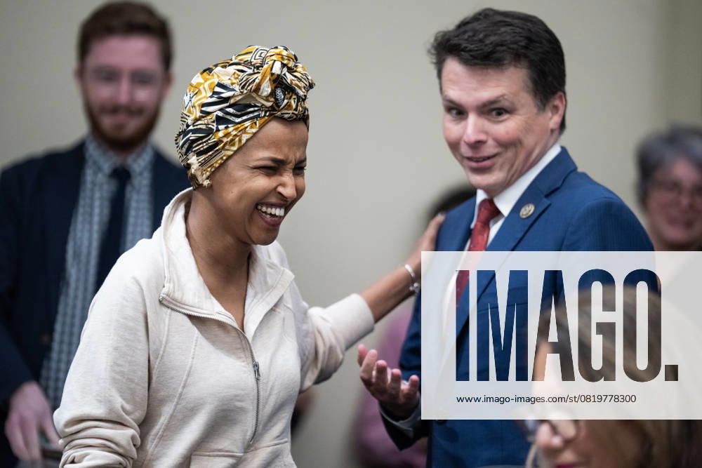 House Budget Committee Sunday Markup UNITED STATES - MAY 18: Rep. Ilhan Omar, D-Minn., and ranking member Rep. Brendan Boyle, D-Pa., are seen during the House Budget Committee markup of the Concurrent Resolution on the Budget for FY2025,? in Cannon building on Sunday, May 18, 2025. (Tom Williams CQ Roll Call) Washington DC United States