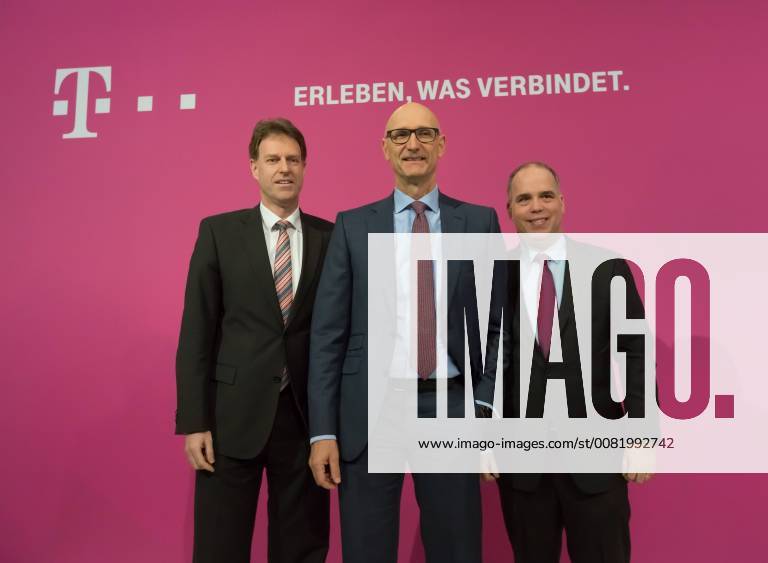Bonn Germany 22 02 2018 Deutsche Telekom AG Balance Sheet Press Conference V ol r CFO Thomas Dannenfeldt CEO Tim Hoettges and Telekom Germany CEO Dirk Woessner Deutsche Telekom Balance Sheet