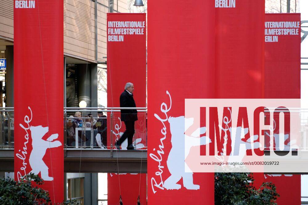 Berlinale Banner in the Potsdamer Platz Arcaden on the occasion of the 68th International Film Festival Berlin snapshot photography xK M Krause