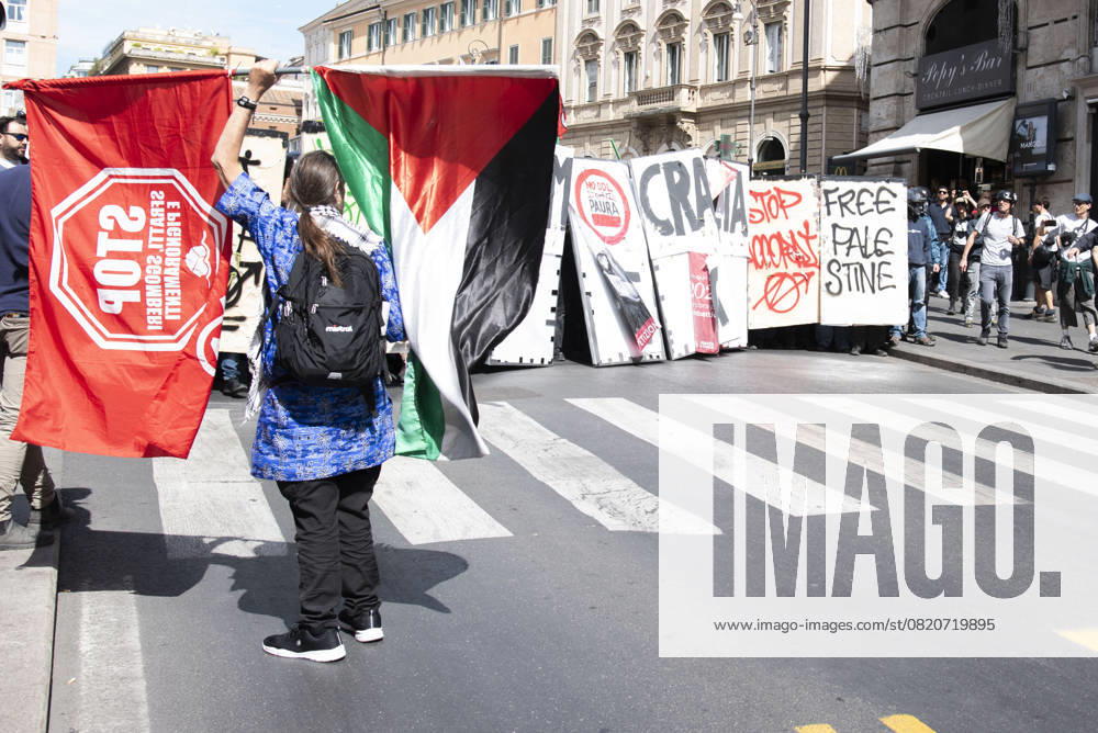 Photo IPP Diego Nangano Cappello Rome 26 05 2025 Demonstration Against DDL Security in photo demonstrator with Palestinian flag Italy Photo Press World Copyright