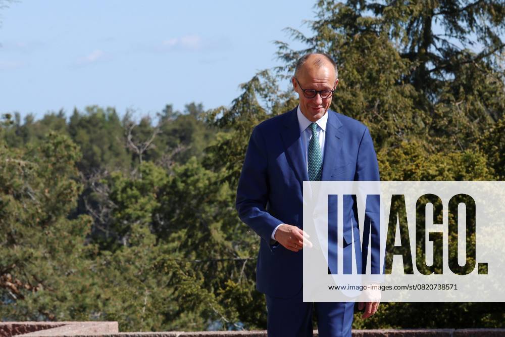German Chancellor Friedrich Merz arrives to meet with Finnish President at the President s summer residence Kultaranta in Naantali, Finland, on May 27, 2025. Naantali Finland