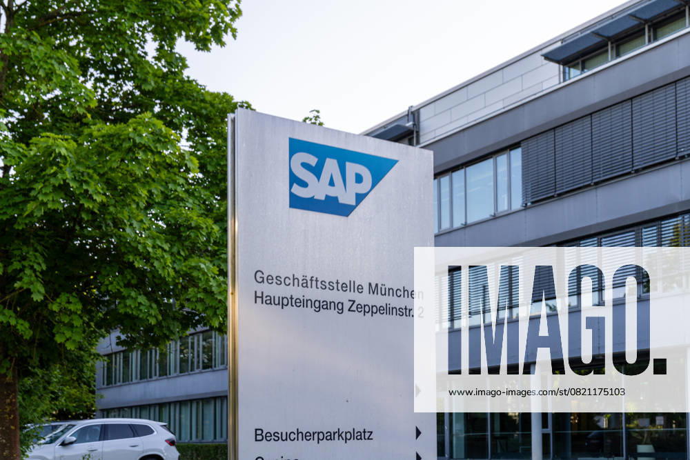 Hallbergmoos, Bavaria, Germany - 30 May 2025: The modern SAP building in the Hallbergmoos business park features clear architecture with glass and metal, a location for business software, innovation and digital business processes