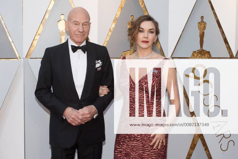 Sir Patrick Stewart and Sunny Ozell arrive on the red carpet of The 90th Oscars® at the Dolby® Theatre in Hollywood, CA on Sunday