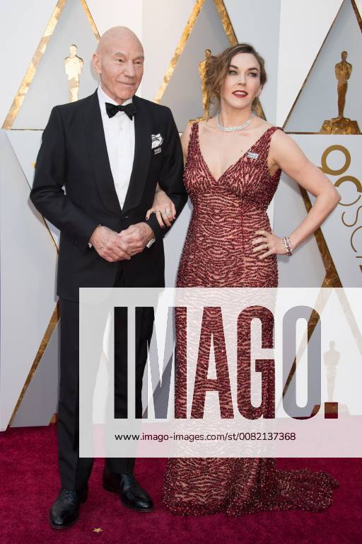 Sir Patrick Stewart and Sunny Ozell arrive on the red carpet of The 90th Oscars® at the Dolby® Theatre in Hollywood, CA on Sunday