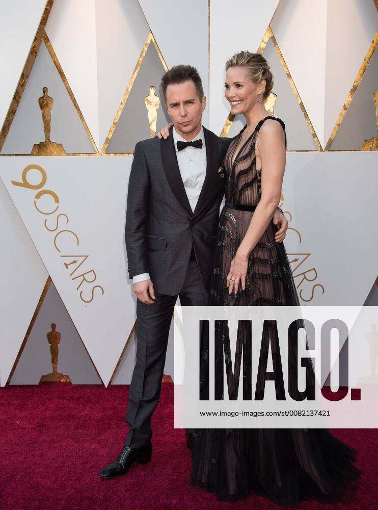 Oscar nominee for Best Supporting Actor, Sam Rockwell and Leslie Bibb, arrive on the red carpet of The 90th OscarsÂ® at the DolbyÂ® Theatre in Hollywood, CA on Sunday