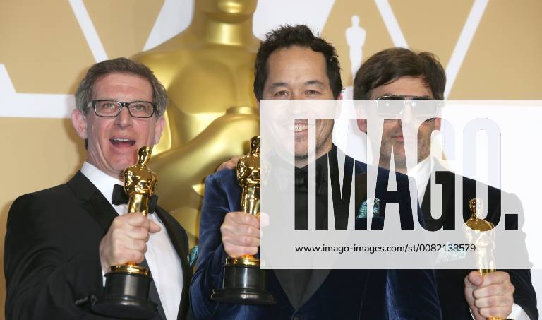 Jeffery A. Melvin, Paul Denham Austerberry and Shane Vieau win the Oscar in Production Design for The Shape Of Water during the 90th Annual Academy Awards (Oscars) at Hollywood & Highland Centre in California. MARCH 4th 2018 MTXx18423