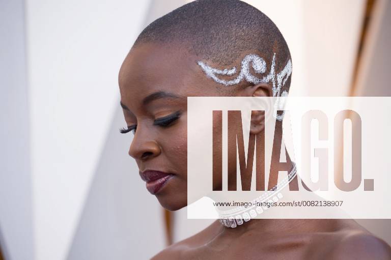 Danai Gurira arrives on the red carpet of The 90th Oscars® at the Dolby® Theatre in Hollywood, CA on Sunday