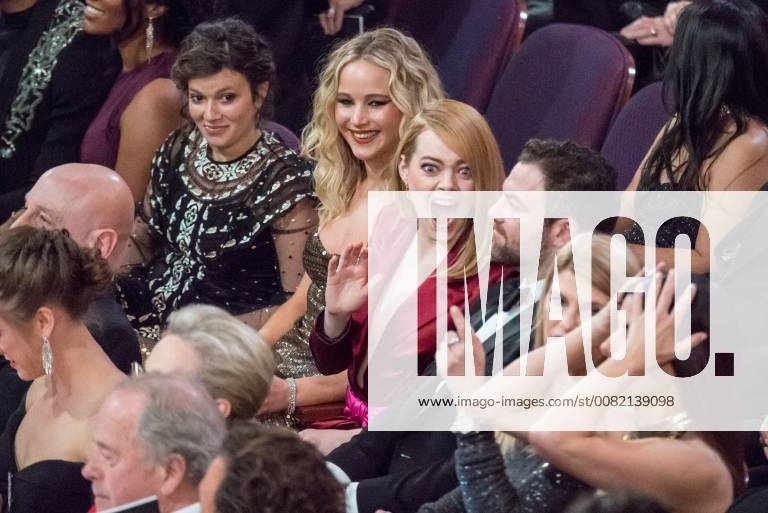 Jennifer Lawrence and Emma Stone at The 90th Oscars® at the Dolby® Theatre in Hollywood, CA on Sunday