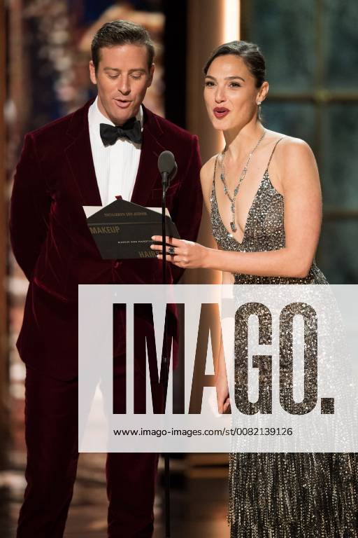 Armie Hammer and Gal Gadot on stage at The 90th Oscars® at the Dolby® Theatre in Hollywood, CA on Sunday