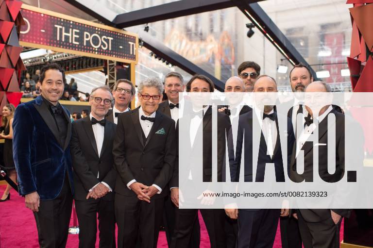 Hollywood, California, U.S. - Oscar nominees Paul Denham Austerberry, Dan Laustsen, Jeffrey A. Melvin, Sidney Wolinsky, Christian Cooke, Nelson Ferreira, Nathan Robitaille, Shane Vieau Luis Sequeira, Brad Zoern and Glen Gauthier arrive on the red carpet of The 90th Oscars at the Dolby Theatre in Hollywood. Hollywood U.S. - ZUMAz03_ 20180304_shf_z03_292