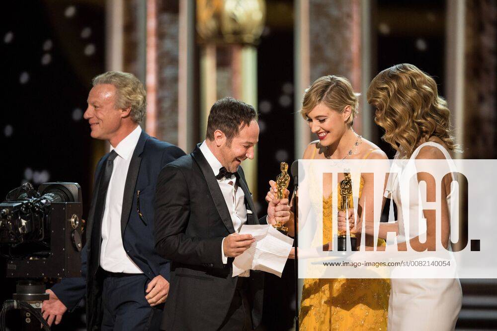 Greta Gerwig and Laura Dern present the Oscar for best documentary feature to Bryan Fogel for work on Icarus during the live ABC Telecast of The 90th Oscars® at the Dolby® Theatre in Hollywood, CA on Sunday