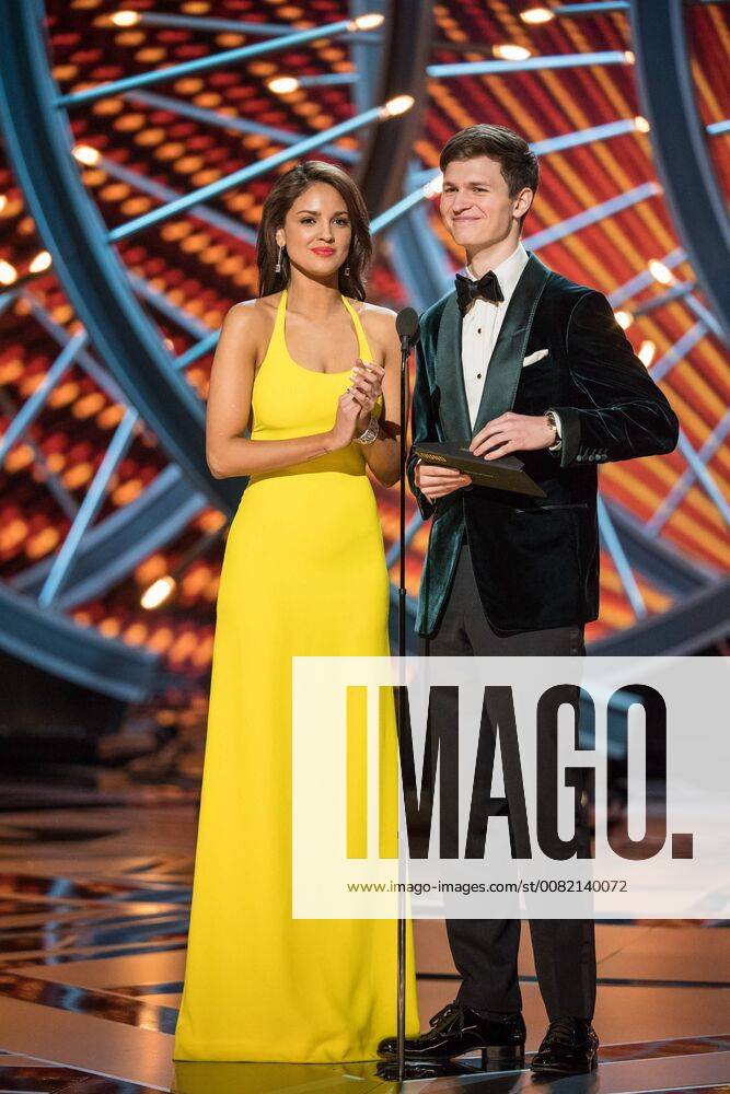 Eiza Gonzalez and Ansel Elgort present the Oscar for best sound editing during the live ABC Telecast of The 90th Oscars® at the Dolby® Theatre in Hollywood, CA on Sunday
