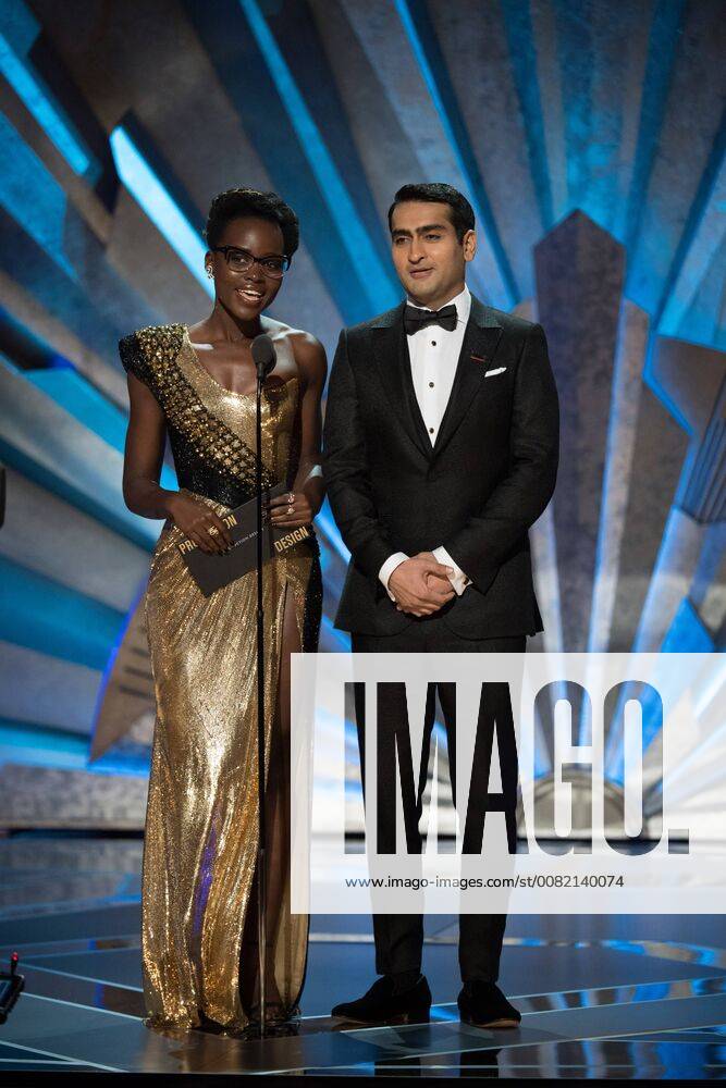 Lupita Nyong o and Kumail Nanjiani present the Oscar for achievement in production design during the live ABC Telecast of The 90th Oscars® at the Dolby® Theatre in Hollywood, CA on Sunday