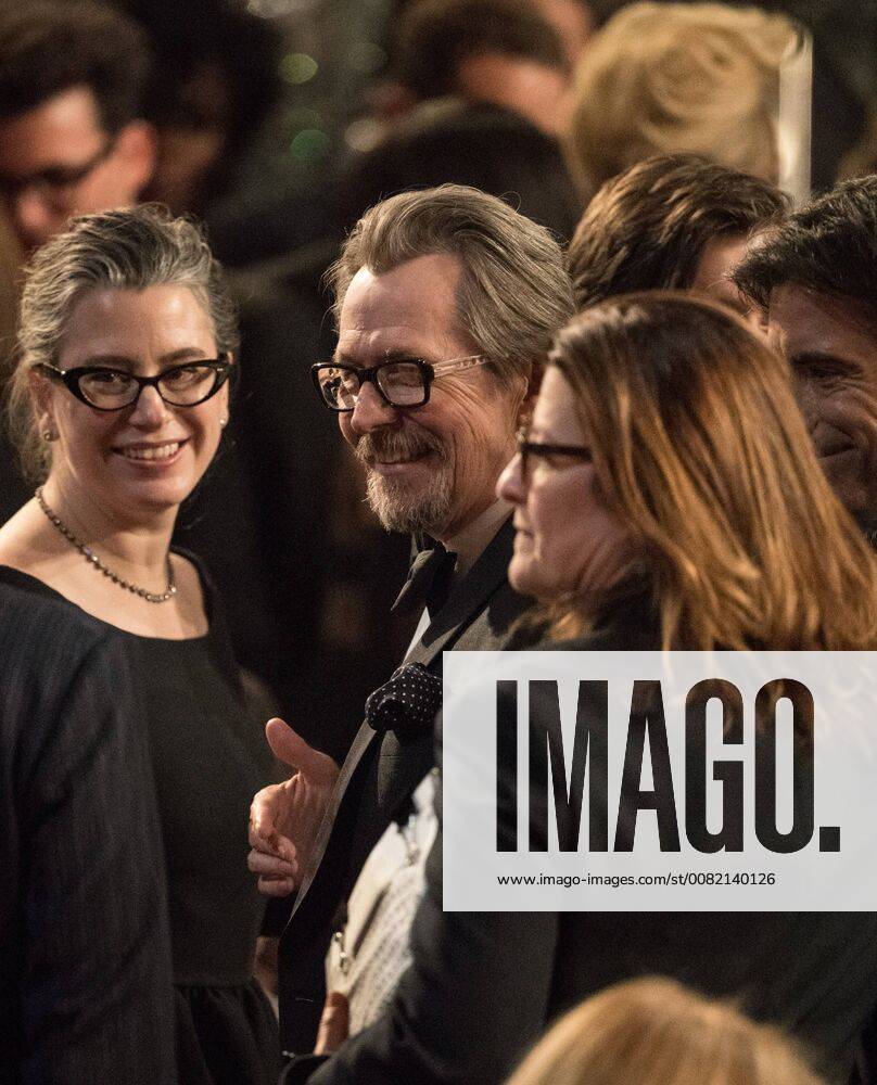 Gary Oldman, Oscar nominee for Best Actor in a Leading Role, and his wife Gisele Schmidt, at The 90th OscarsÂ® at the DolbyÂ® Theatre in Hollywood, CA on Sunday