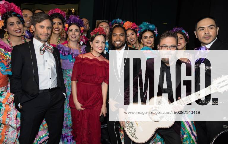 Gael Garcia Bernal, Natalia Lafourcade, Miguel backstage during the live ABC Telecast of The 90th Oscars® at the Dolby® Theatre in Hollywood, CA on Sunday