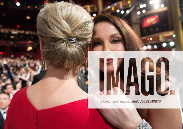 Meryl Streep and Ashley Judd attend the live ABC Telecast of The 90th Oscars® at the Dolby® Theatre in Hollywood, CA on Sunday