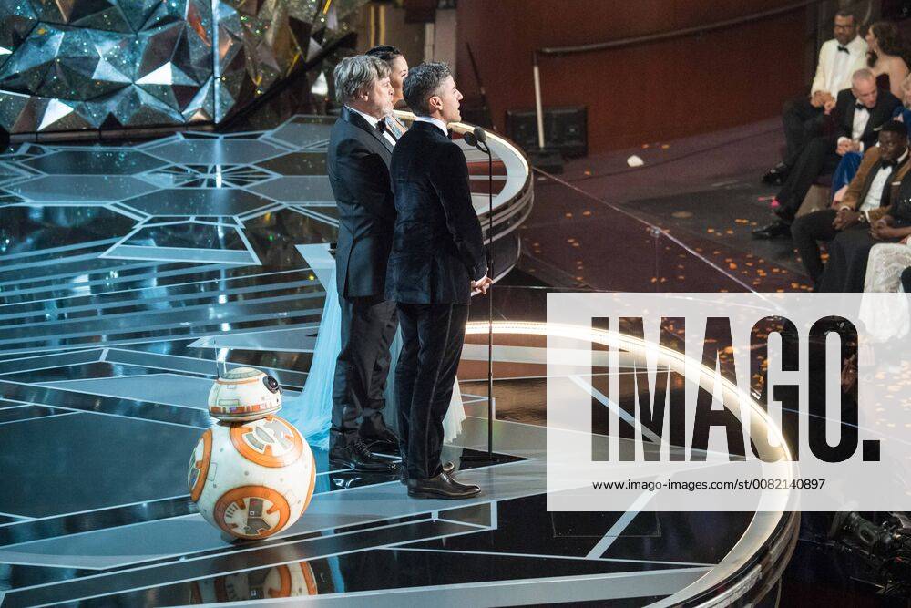 BB-8, Oscar Isaac, Mark Hamill and Kelly Marie Tran present the Oscar for Best animated short film during the live ABC Telecast of The 90th Oscars® at the Dolby® Theatre in Hollywood, CA on Sunday