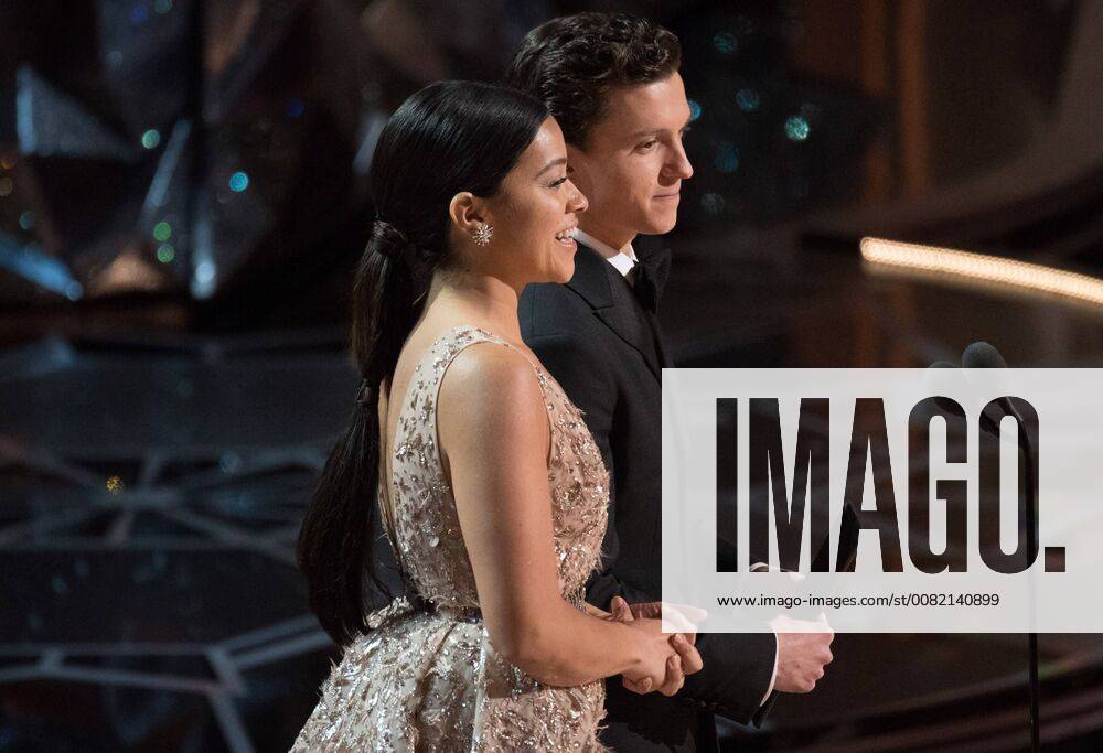 Gina Rodriguez and Tom Holland present the Oscar for achievement in visual effects during the live ABC Telecast of The 90th Oscars® at the Dolby® Theatre in Hollywood, CA on Sunday