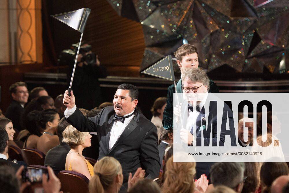 Oscar nominee Guillermo del Toro leads a group during The 90th OscarsÂ® at the DolbyÂ® Theatre in Hollywood, CA on Sunday