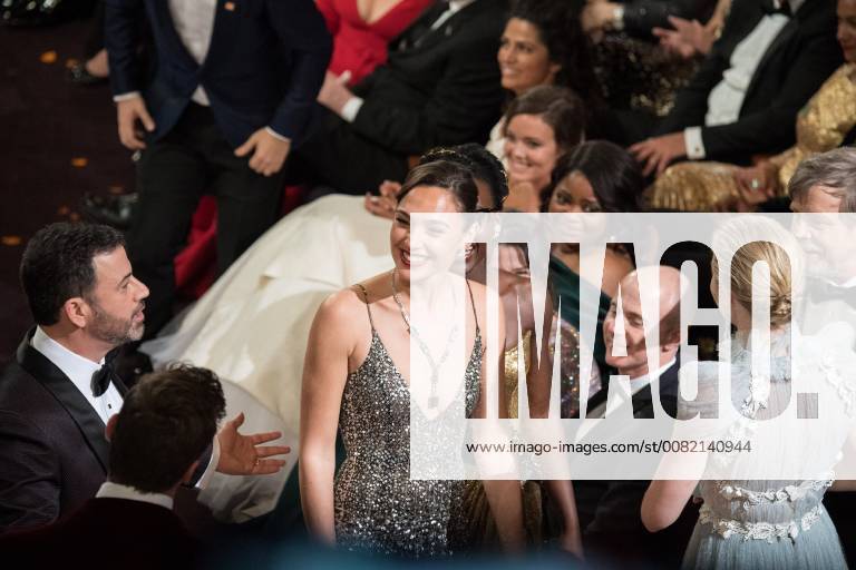Gal Gadot and Jimmy Kimmel during the live ABC Telecast of The 90th Oscars® at the Dolby® Theatre in Hollywood, CA on Sunday