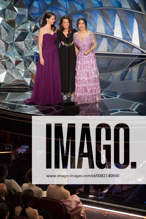 Ashley Judd, Annabella Sciorra and Salma Hayek Pinault present onstage during the live ABC Telecast of The 90th Oscars® at the Dolby® Theatre in Hollywood, CA on Sunday