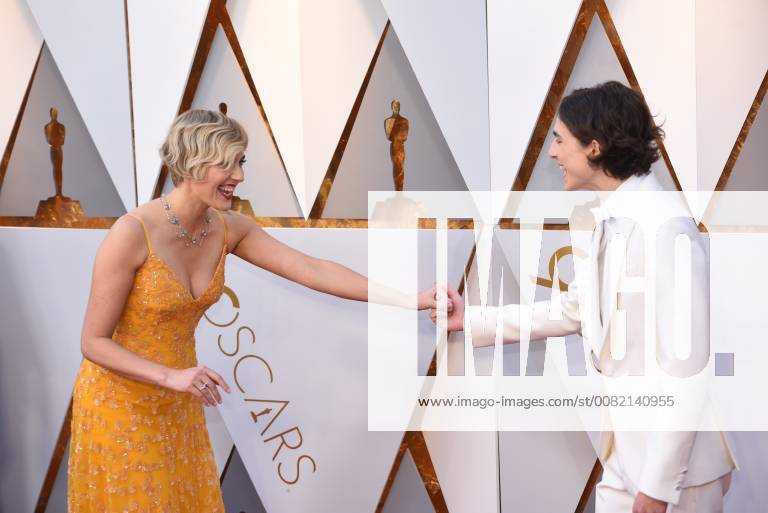 Los Angeles, California, U.S. - GRETA GERWIG and TIMOTHEE CHALAMET arrives on the red carpet for the 90th Annual Academy Awards at the Dolby Theatre. Los Angeles U.S. - ZUMAz03_ 20180304_zbp_z03_192