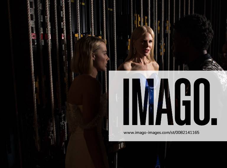 Margot Robbie, Nicole Kidman and Chadwick Boseman chat backstage during the live ABC Telecast of The 90th Oscars® at the Dolby® Theatre in Hollywood, CA on Sunday