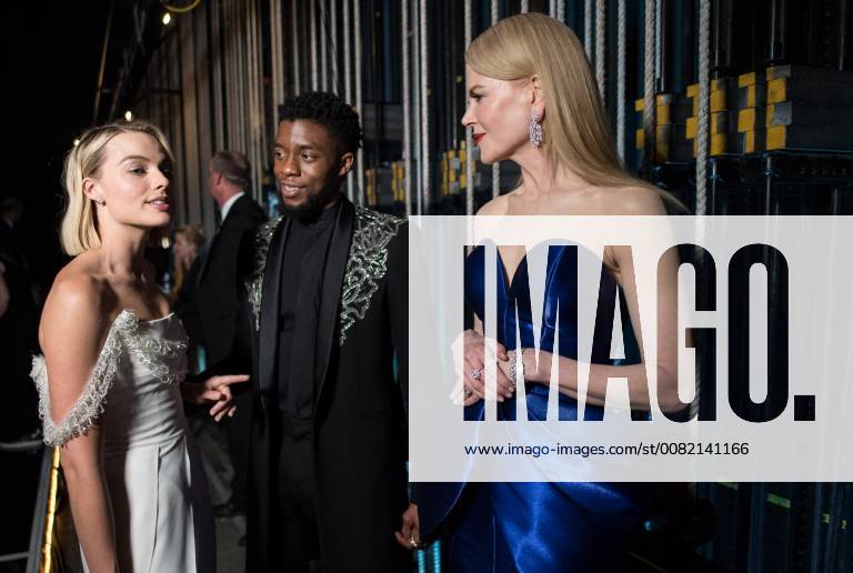 Margot Robbie, Chadwick Boseman and Nicole Kidman backstage during the live ABC Telecast of The 90th Oscars® at the Dolby® Theatre in Hollywood, CA on Sunday
