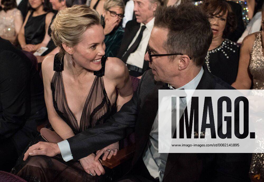 Oscar winner for performance by an Actor in a Supporting Role, Sam Rockwell and Leslie Bibb, at the 90th Oscars® at the Dolby® Theatre in Hollywood, CA on Sunday