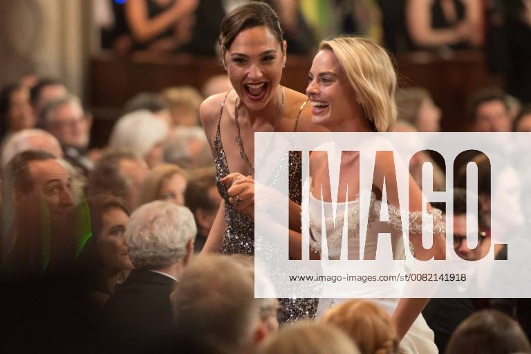 Gal Gadot and Margot Robbie during the live ABC Telecast of The 90th Oscars® at the Dolby® Theatre in Hollywood, CA on Sunday