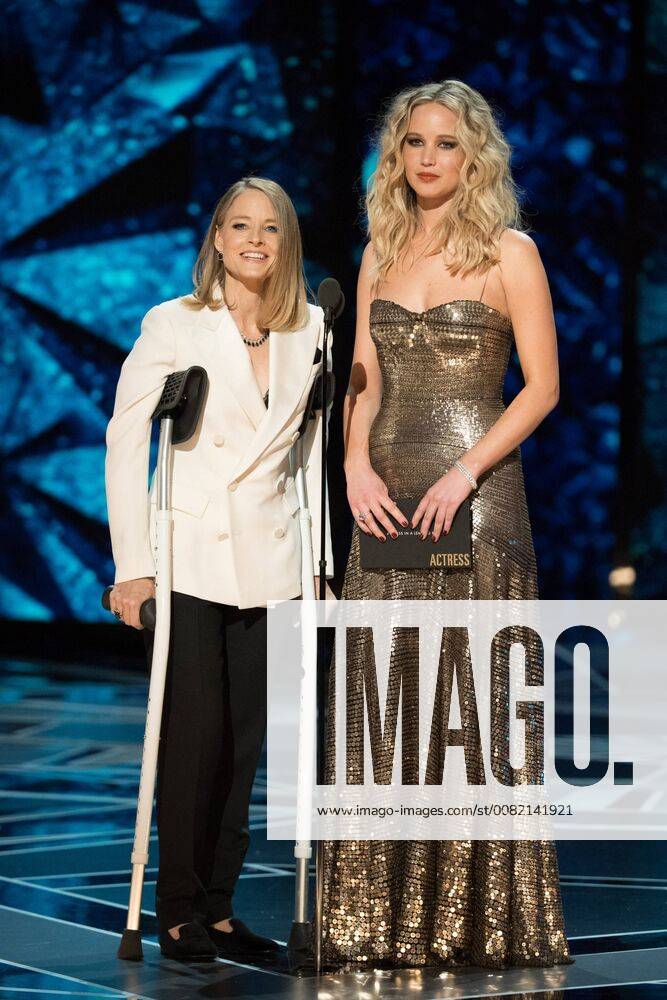 Jodi Foster and Jennifer Lawrence present the Oscar for best actress in a leading role during the live ABC Telecast of The 90th OscarsÂ® at the DolbyÂ® Theatre in Hollywood, CA on Sunday
