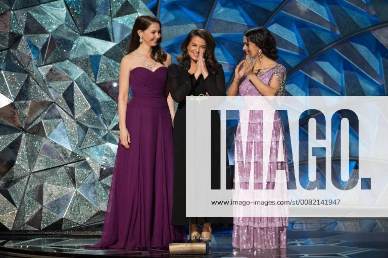 Ashley Judd, Annabella Sciorra, Salma Hayek Pinault present during the live ABC Telecast of The 90th Oscars® at the Dolby® Theatre in Hollywood, CA on Sunday