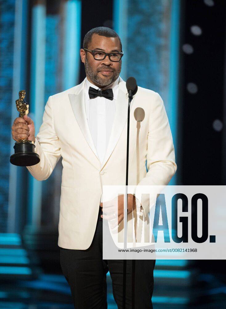Jordan Peele accepts the Oscar for Original Screenplay for work on Get Out during the live ABC Telecast of The 90th Oscars® at the Dolby® Theatre in Hollywood, CA on Sunday