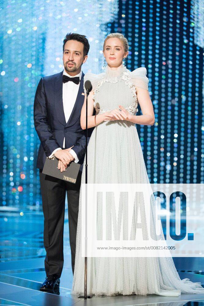 Lin-Manuel Miranda and Emily Blunt present the Oscar for achievement in music written for motion pictures (Original song) during the live ABC Telecast of The 90th Oscars® at the Dolby® Theatre in Hollywood, CA on Sunday