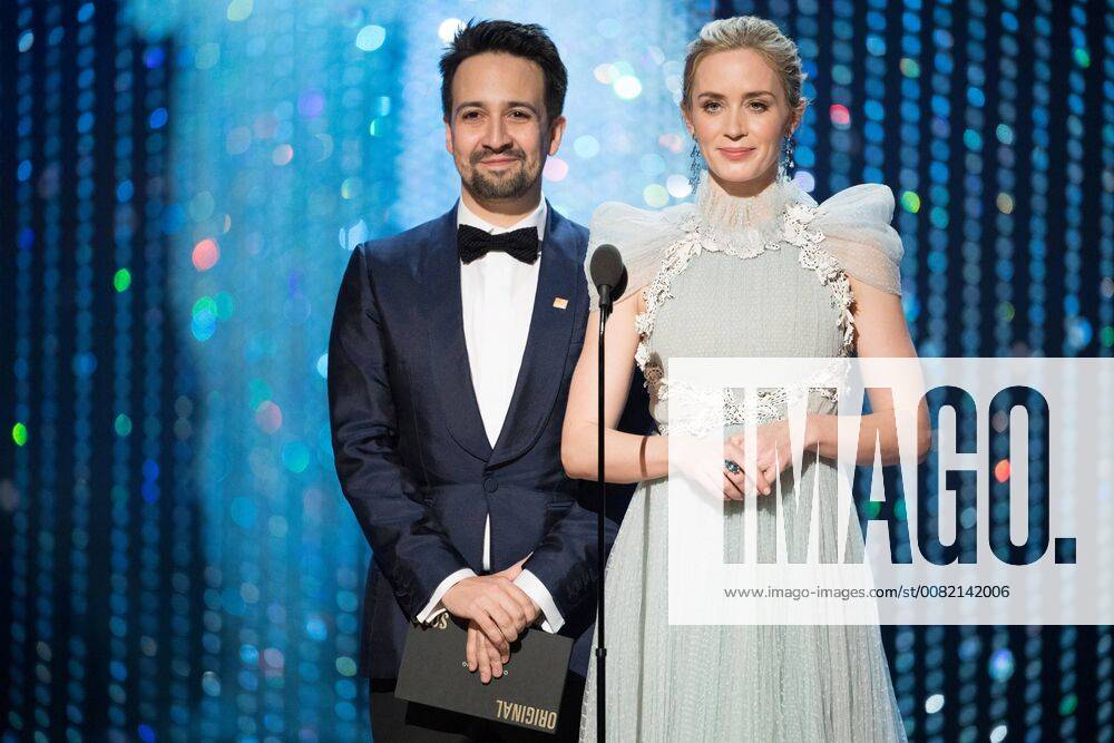 Lin-Manuel Miranda and Emily Blunt present the Oscar for achievement in music written for motion pictures (Original song) during the live ABC Telecast of The 90th Oscars® at the Dolby® Theatre in Hollywood, CA on Sunday