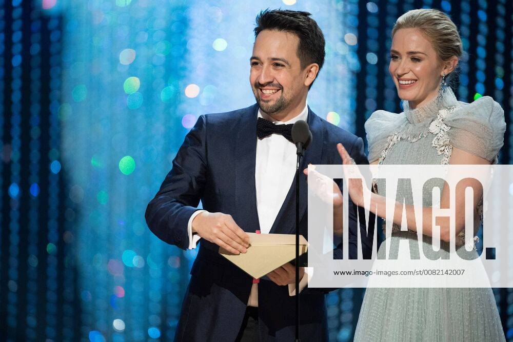 Lin-Manuel Miranda and Emily Blunt present the Oscar for achievement in music written for motion pictures (Original song) during the live ABC Telecast of The 90th OscarsÂ® at the DolbyÂ® Theatre in Hollywood, CA on Sunday