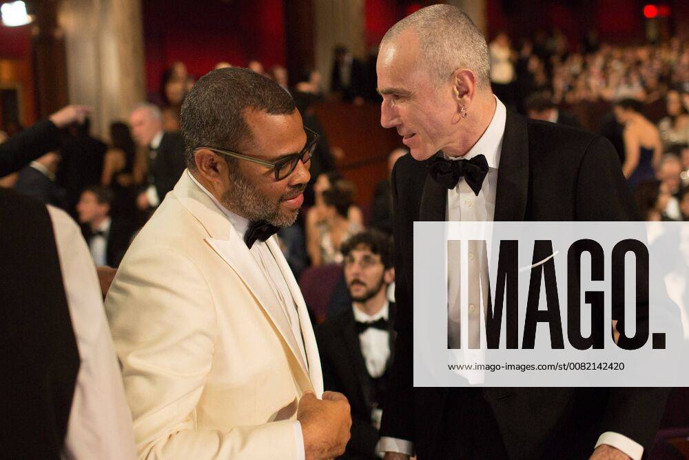 Oscar-nominees Jordan Peele and Daniel Day-Lewis talk during the live ABC Telecast of the 90th Oscars® at the Dolby® Theatre in Hollywood, CA on Sunday