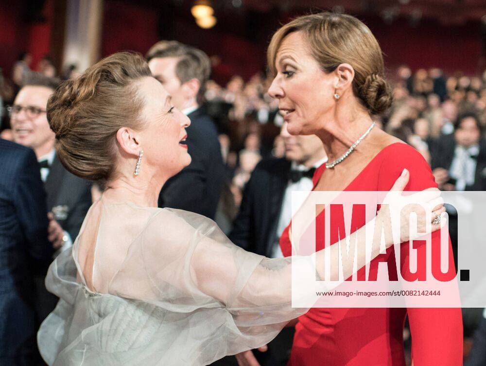Oscar nominee for Actress in a Supporting Role, Lesley Manville and Oscar winner for performance by an Actress in a Supporting Role, Allison Janney, at the 90th Oscars® at the Dolby® Theatre in Hollywood, CA on Sunday