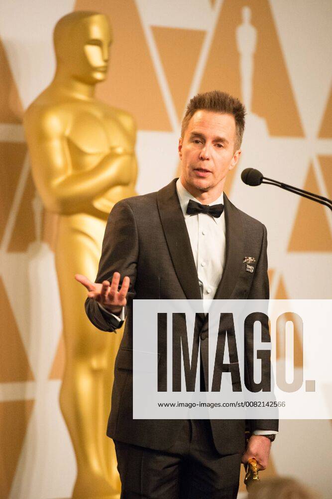 Sam Rockwell poses backstage with the Oscar for Performance by an actor in a supporting role, for work on Three Billboards Outside Ebbing, Missouri during the live ABC Telecast of The 90th Oscars® at the Dolby® Theatre in Hollywood, CA on Sunday